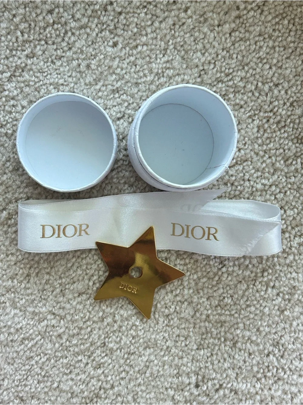 Dior Mitzah Scarf Cylinder Box, Ribbon, gold Dior Star